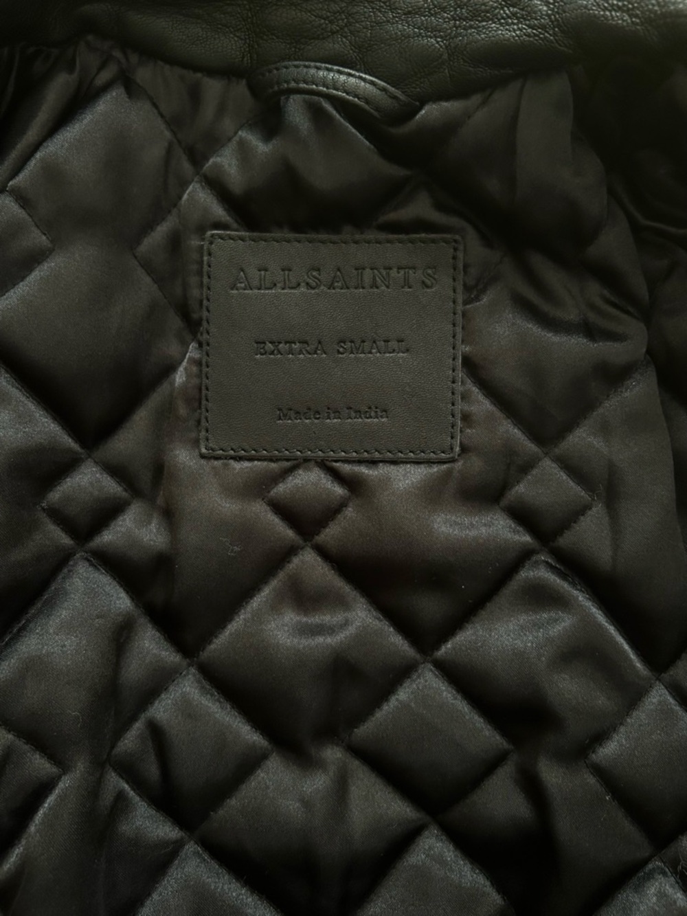 AllSaints Lamb Leather "Reimer" Biker Jacket Black Men's XS - Picture 3 of 6